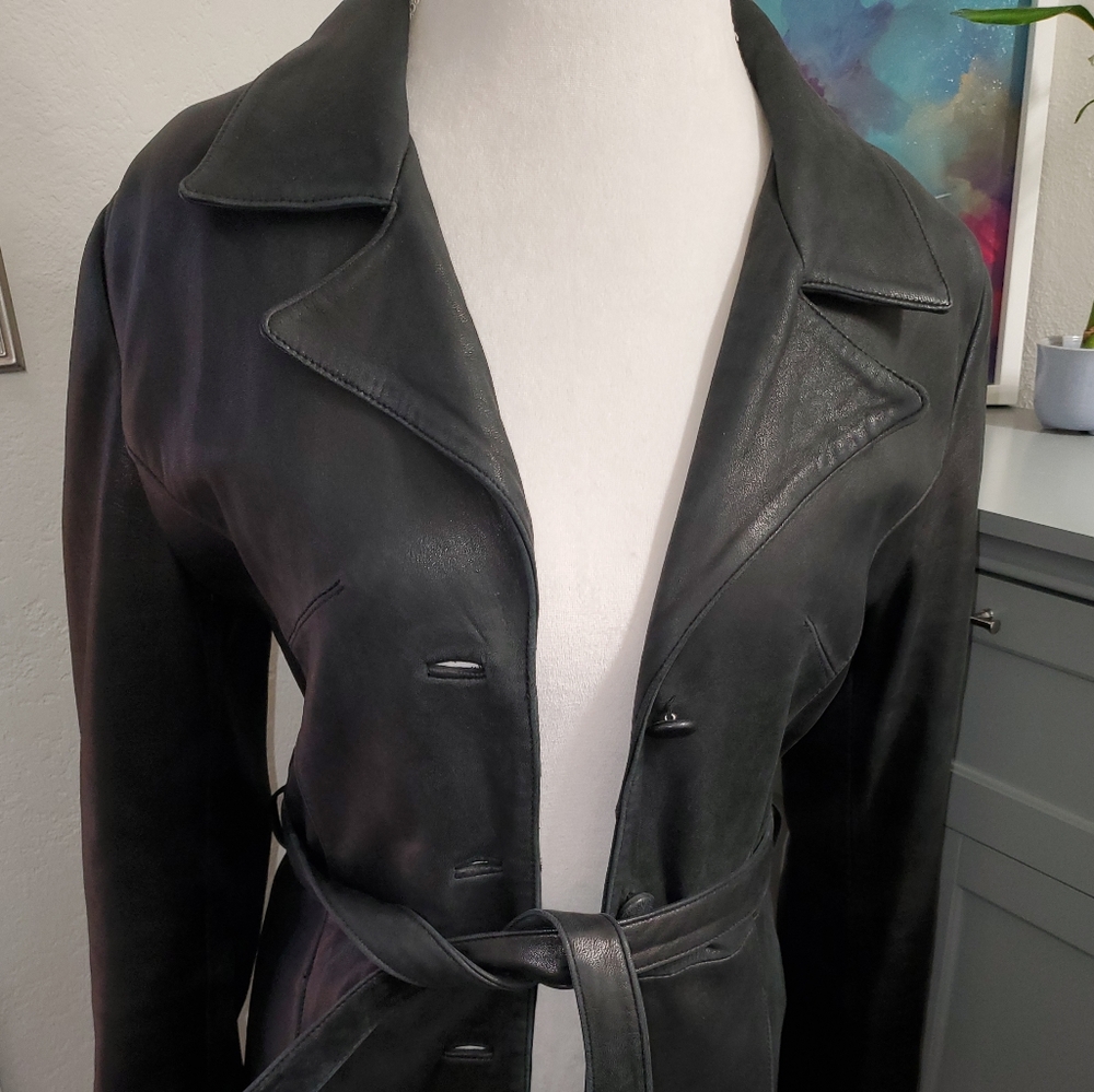 90s Vintage Lobi Lobi belted Genuine Leather medium jacket